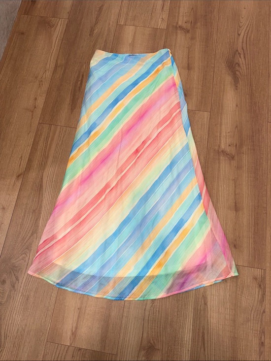 Vici Dresses & Skirts - Vici Pastel Rainbow Diagonal Stripe A-Line Skirt